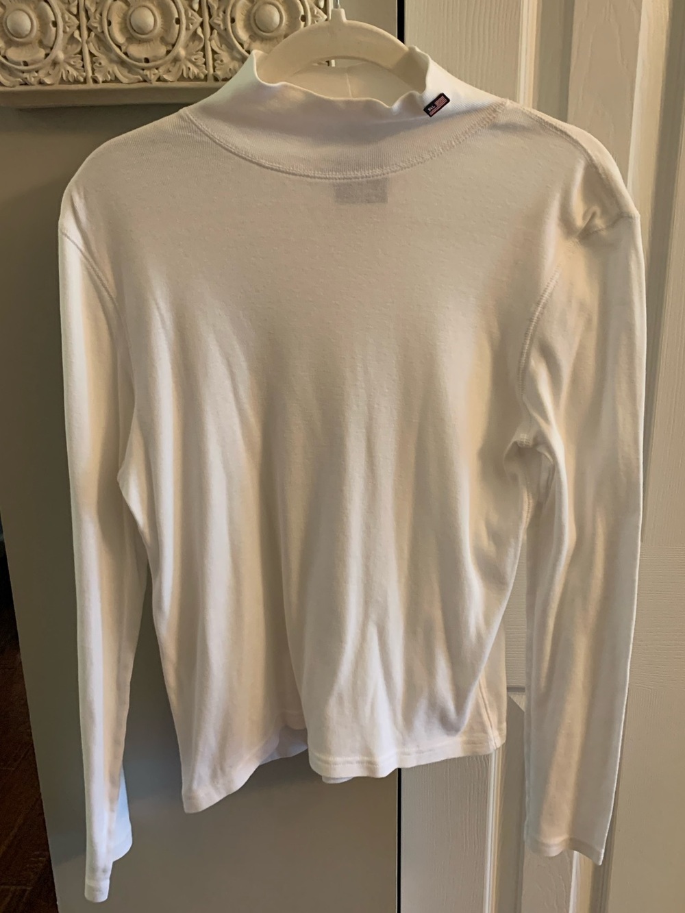 Polo Ralph Lauren White Long Sleeve Mock Neck Top With Flag - L